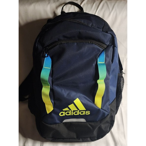 ADIDAS Excel 6 Black Neon Green LOAD SPRING XLarge 3 Compartment Backpack EuC - Picture 1 of 7
